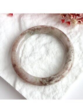 Landscape Agate Brown Minimalist Stone Vintage Good Luck Peking Bangle Bracelet